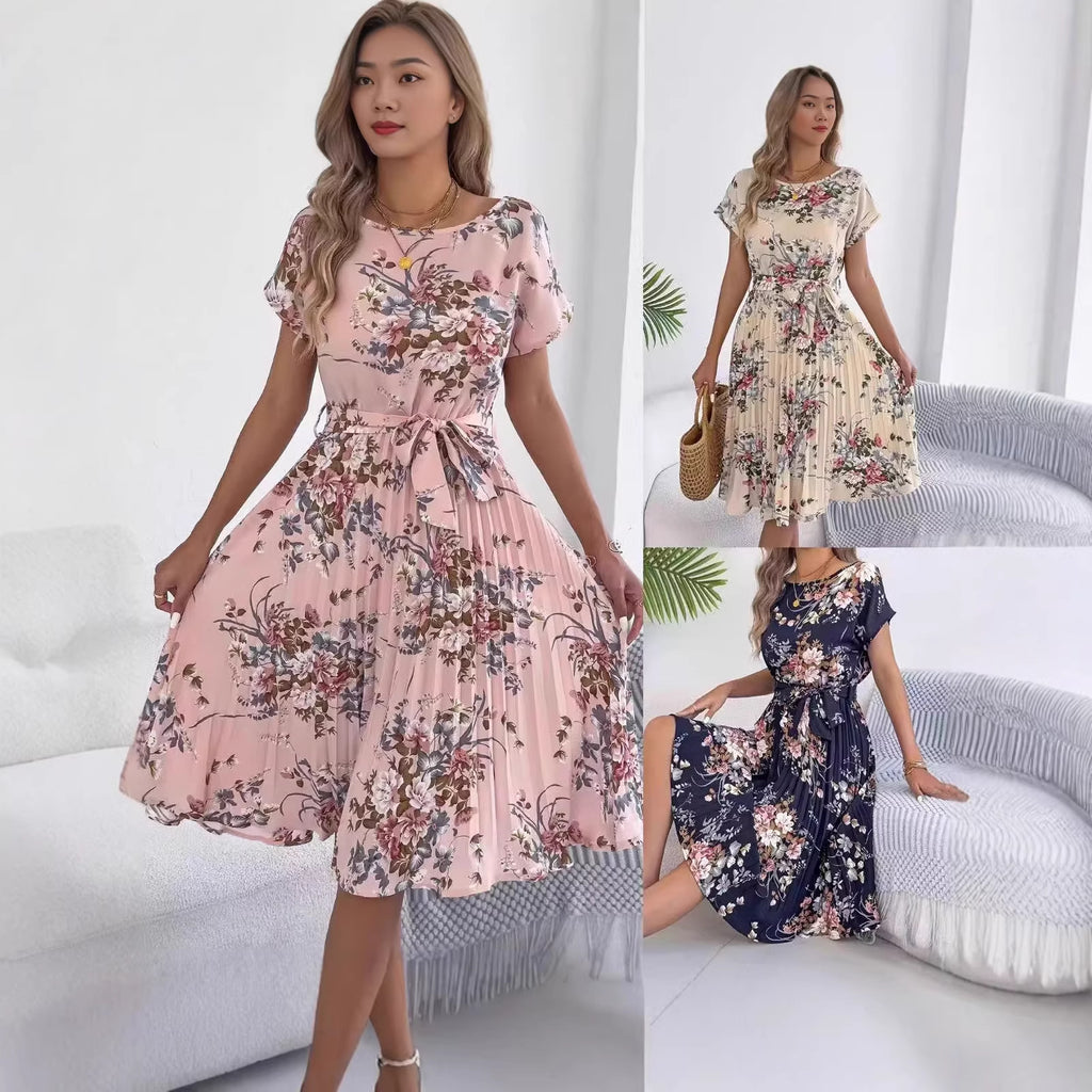 Floral Batwing Sleeve Dress Womens Clothing