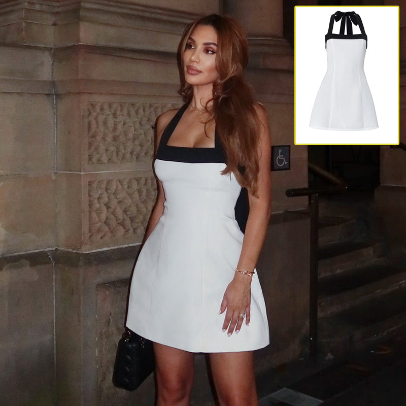Sexy Black Halter Off Shoulder White Mini Dress Women Sleeveless Casual Vestido Spring Summer Lolita Y2K Clothes