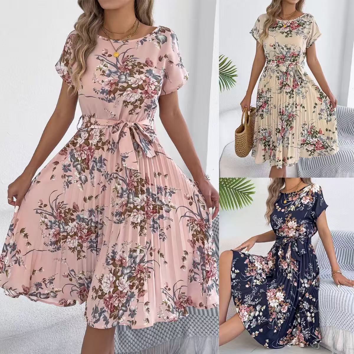 Floral Batwing Sleeve Dress Womens Clothing
